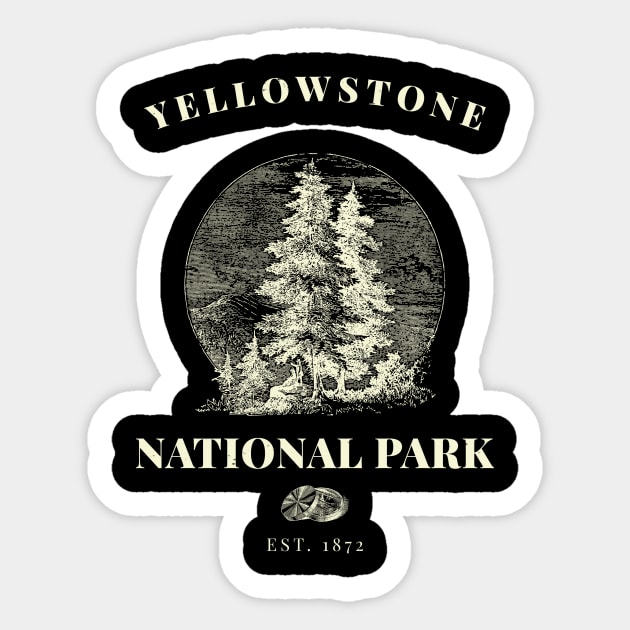 Yellowstone National Park Vintage Sticker by Insert Place Here